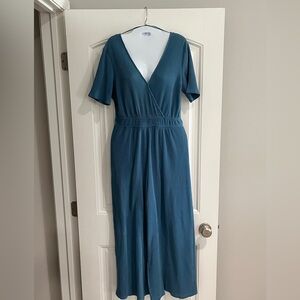 ASTR The Label Short-Sleeved Wide-Legged Ribbed Jumpsuit